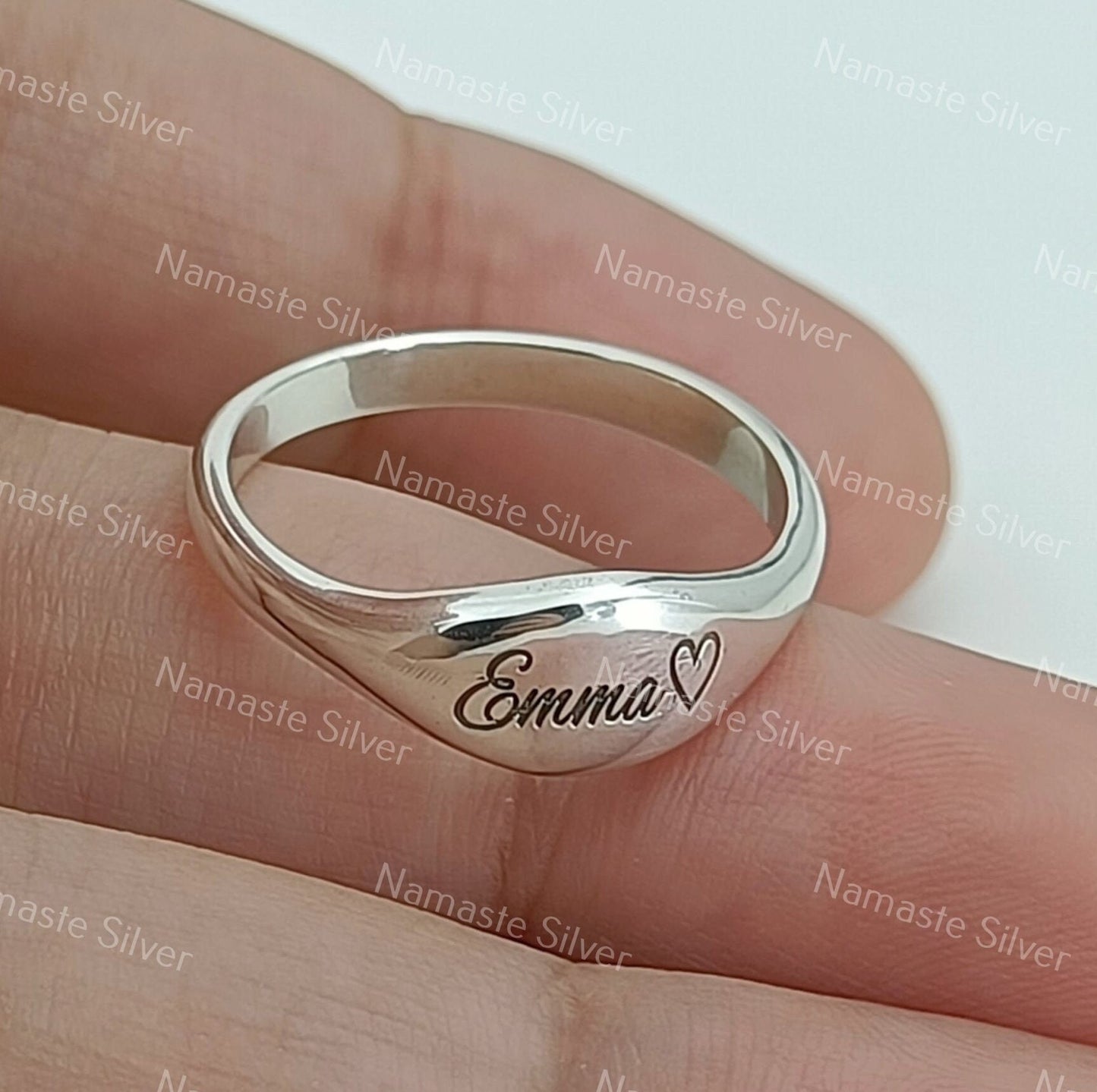 Custom Name Ring, 925 Sterling Silver Engraved Name Jewelry, Personalized Handmade Rings, Stackable Initial Ring, Unique Dainty Gift for Her