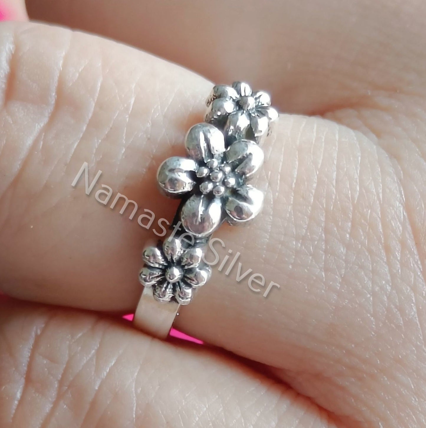 Floral Ring, 925 Sterling Silver Handmade Flower Ring for Women, Delicate Silver Ring, Dainty Nature Ring, Flower Blossom Ring, Gift for her