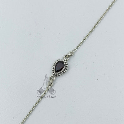 Garnet Bracelet, 925 Sterling Silver Bracelet, Natural Garnet Pear shape Gemstone Handmade Jewelry, January Birthstone, Unique Gift For Her