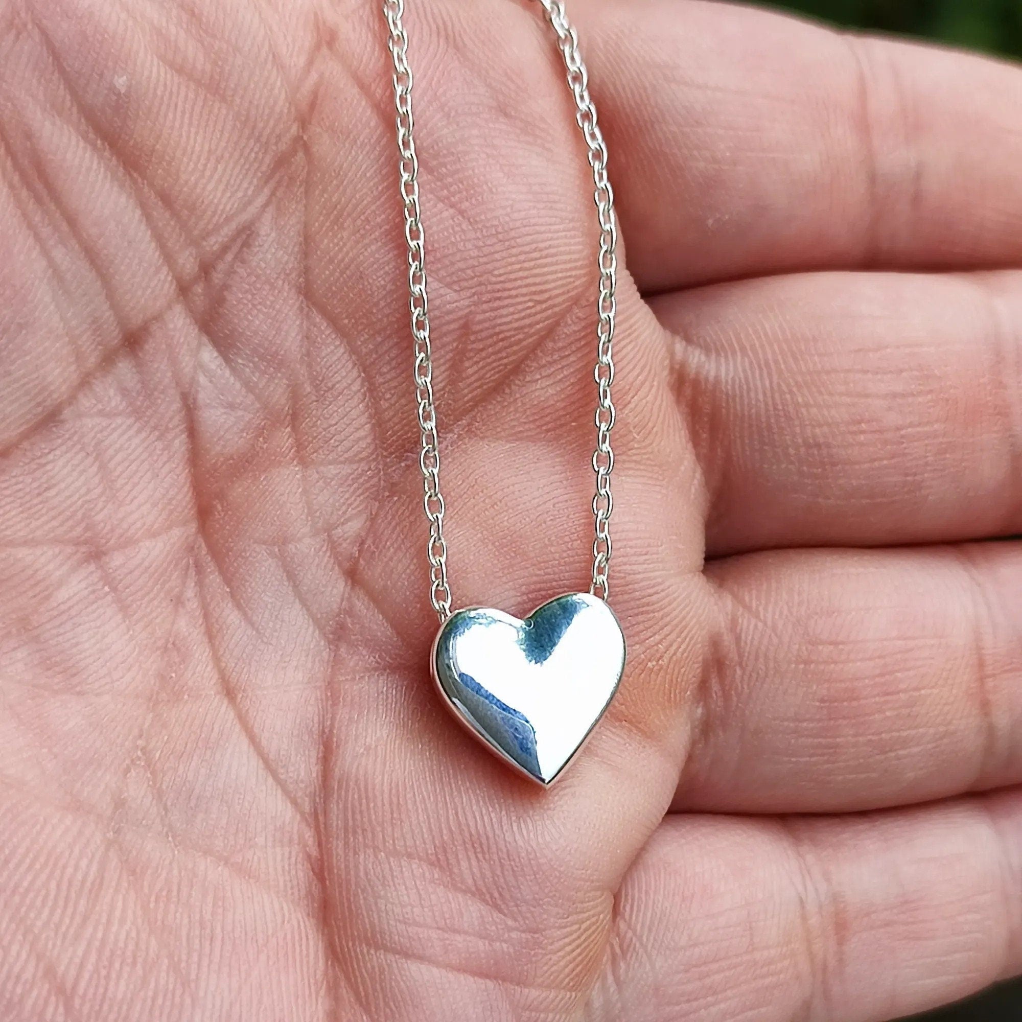Tiny Heart Necklace, Dainty Heart Pendant, Bridesmaid Gift, Silver Heart Necklace, Gift Heart Necklace, Valentine's Day Gift, Gift For Her