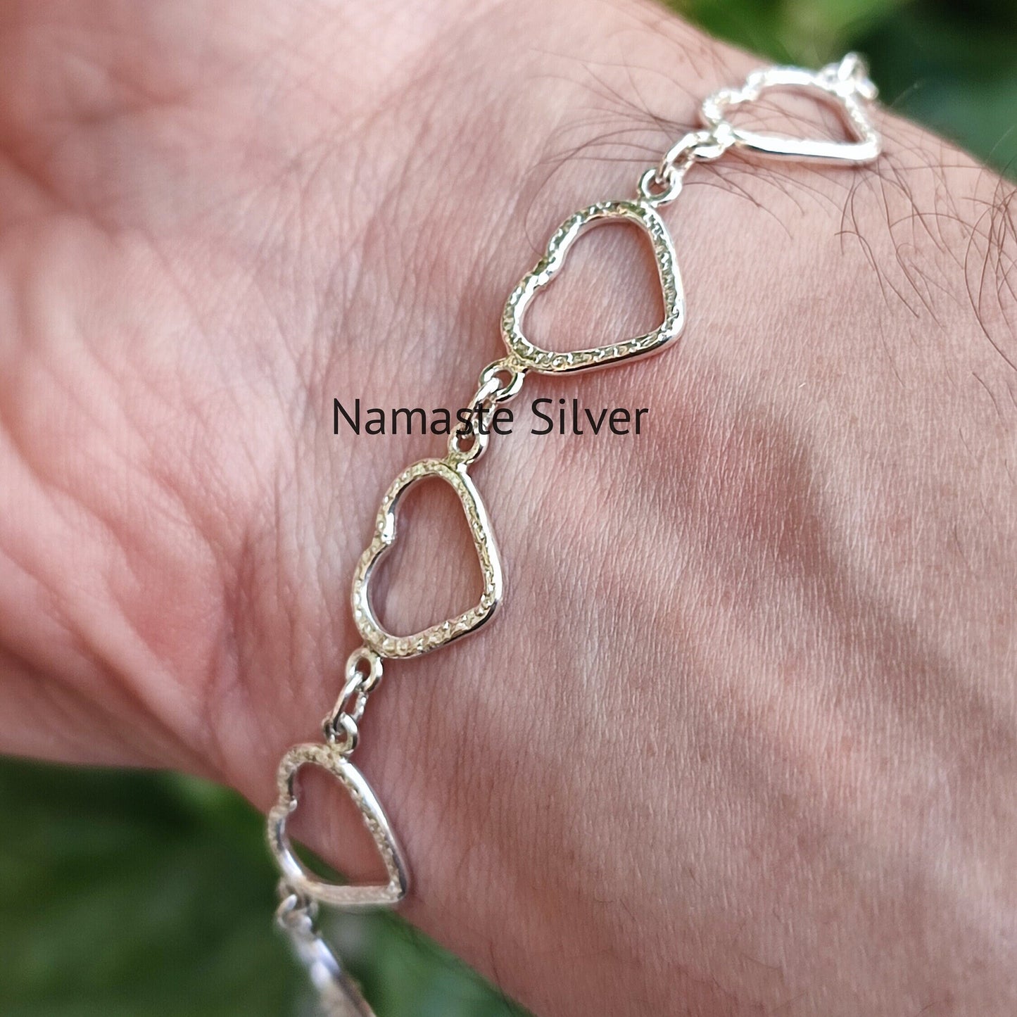 Heart Shape Silver Handmade Bracelet, 925 Sterling Silver Heart Shape Light Weight Minimalist Bracelet, Gift For Her
