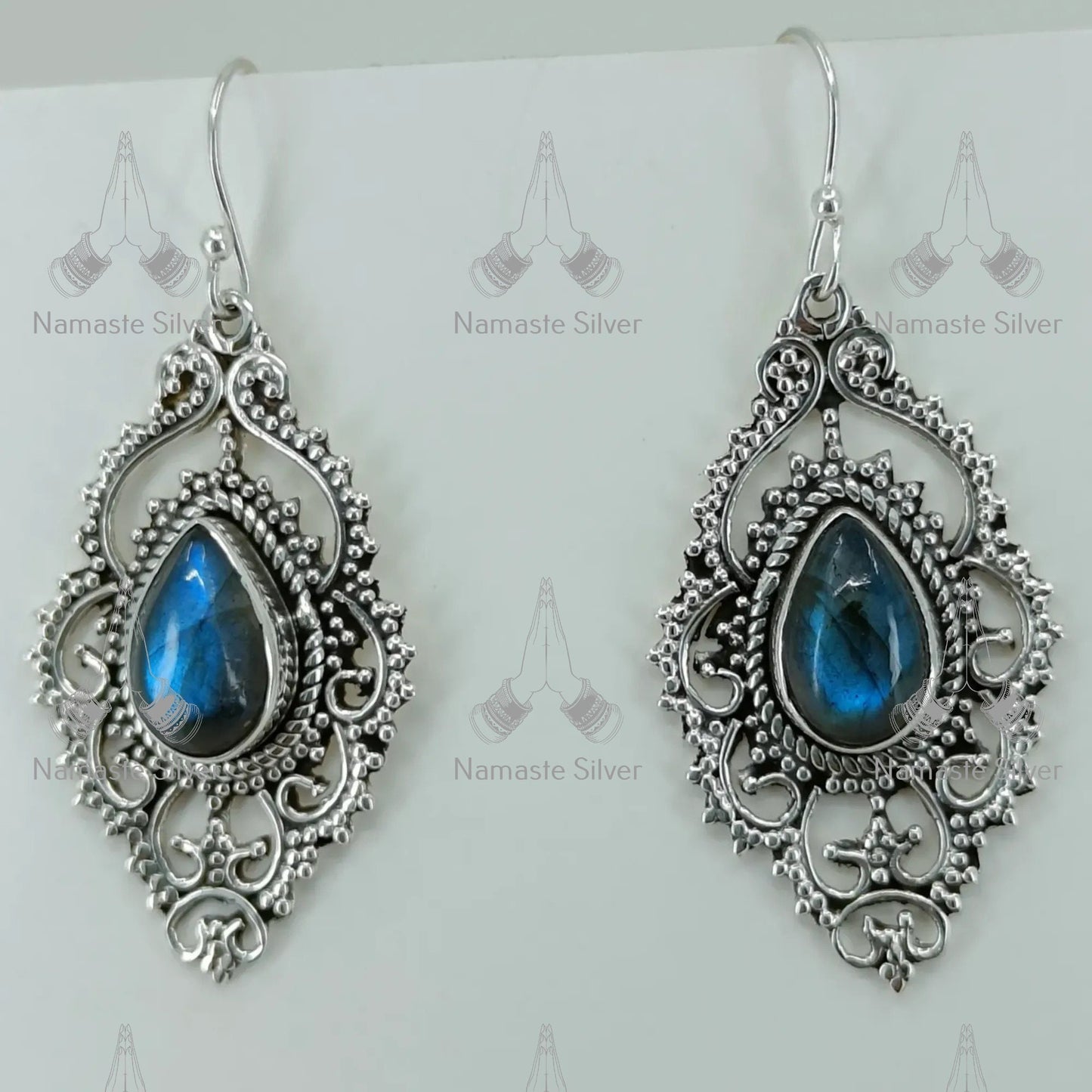 Labradorite Earrings, 925 Sterling Silver Handmade Dangle Earrings, Natural Labradorite Pear Shape Gemstone Jewelry, Birthstone Gift for Her