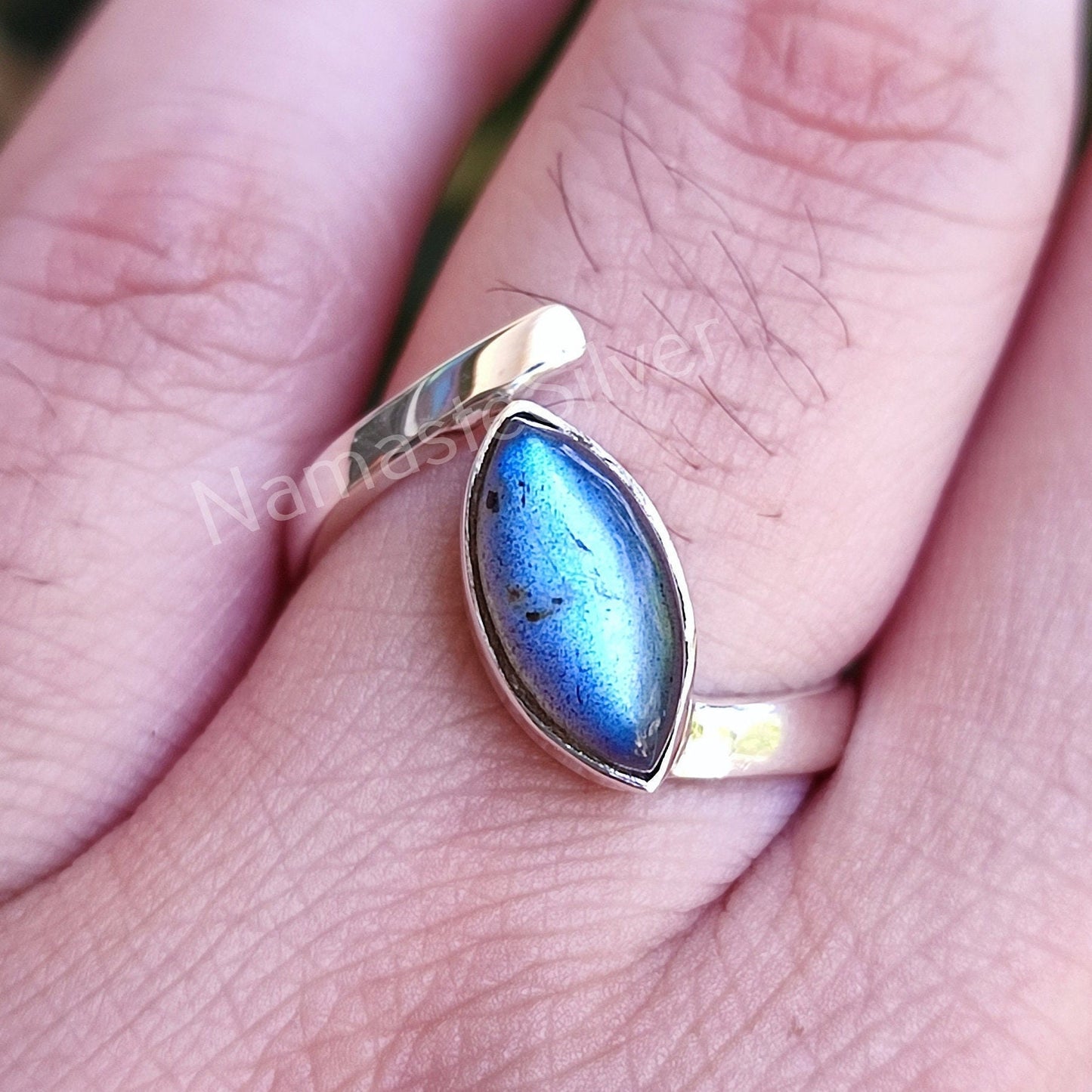 Labradorite Ring, 925 Sterling Silver Handmade Promise Ring, Natural Labradorite Marquise Gemstone Jewelry, Birthstone Gift For Her Birthday