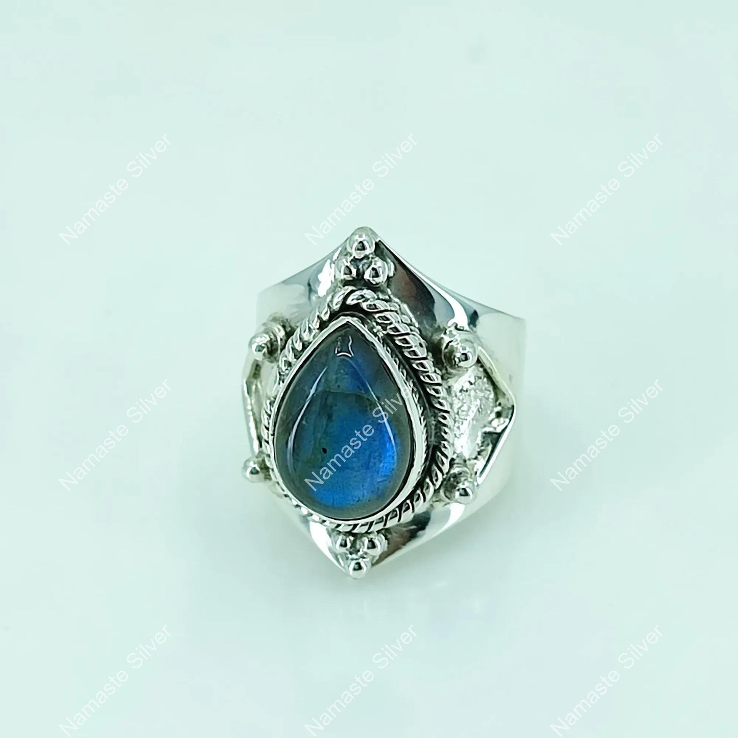 Labradorite Ring, 925 Sterling Silver Statement Promise Ring, Natural Labradorite Pear Shape Gemstone Handmade Jewelry, Gift For Her