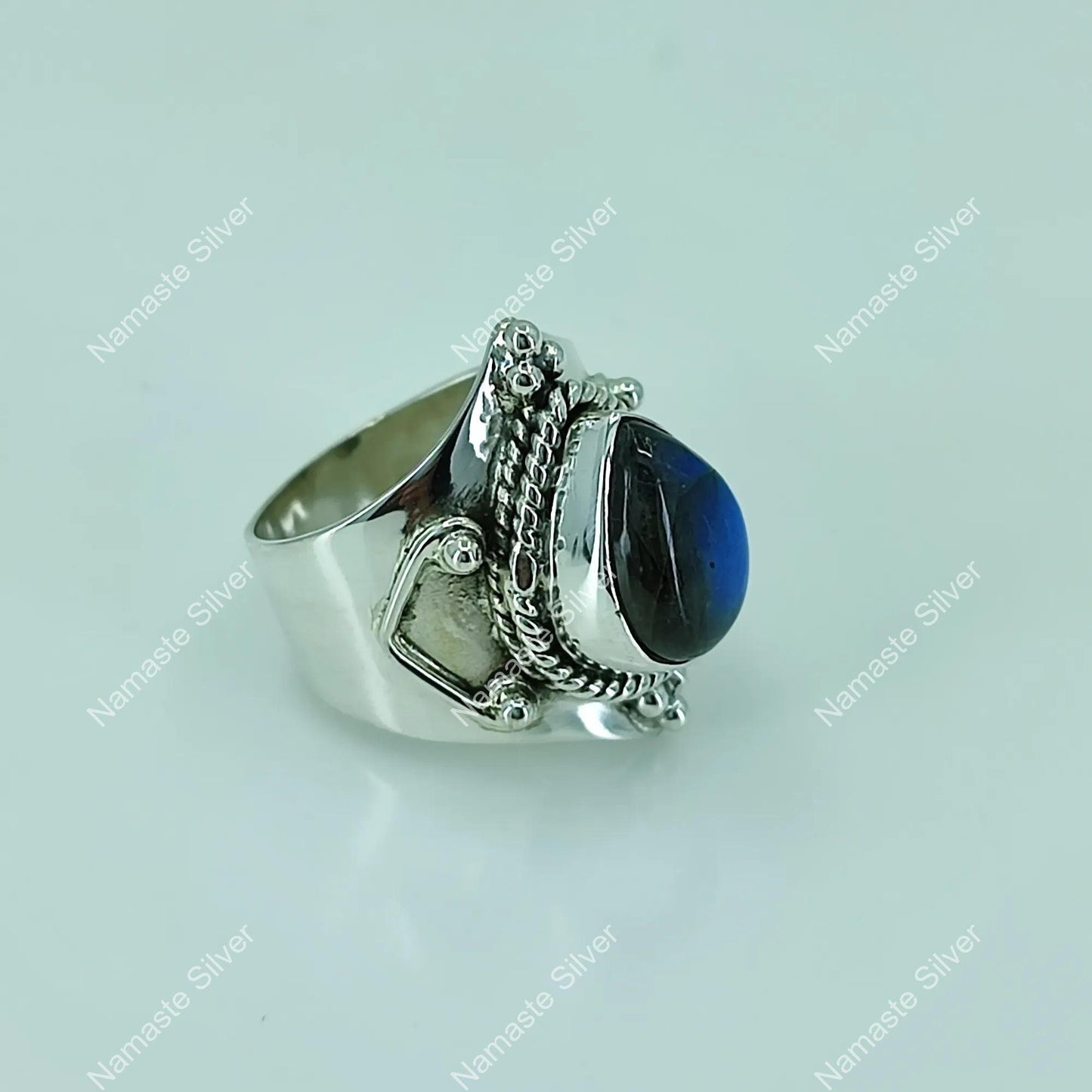 Labradorite Ring, 925 Sterling Silver Statement Promise Ring, Natural Labradorite Pear Shape Gemstone Handmade Jewelry, Gift For Her