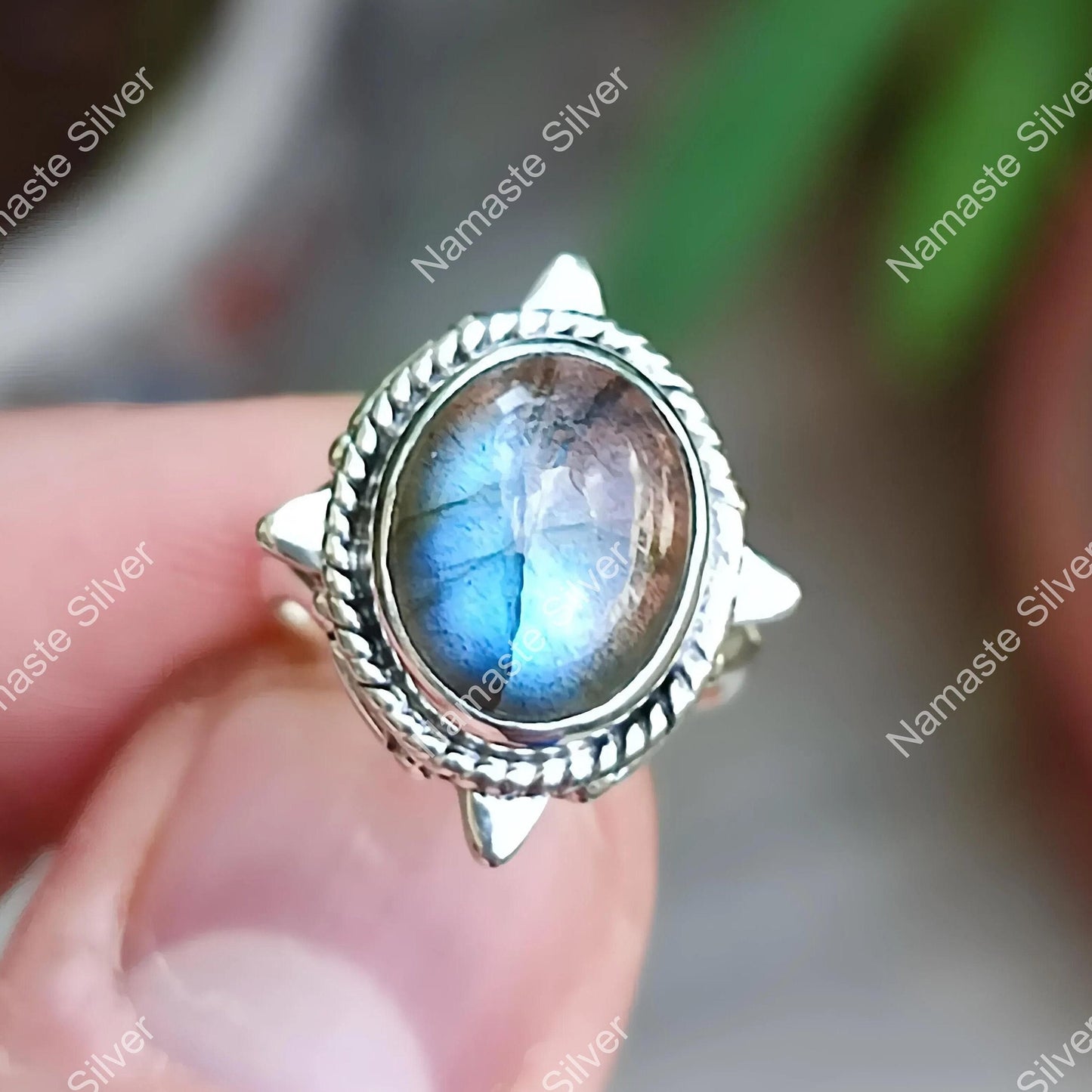 Labradorite Ring, 925 Sterling Silver Promise Ring, Natural Labradorite Oval Gemstone Handmade Jewelry, November Birthstone, Gift for her
