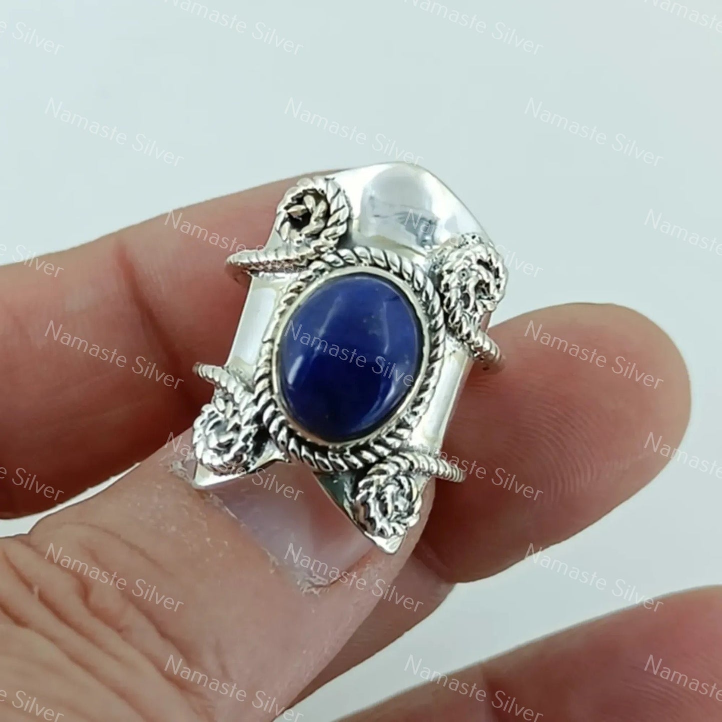 Lapis Lazuli Ring, 925 Sterling Silver Promise Ring, Natural Blue Oval Gemstone Oval Handmade Jewelry, September Birthstone, Gift for Her