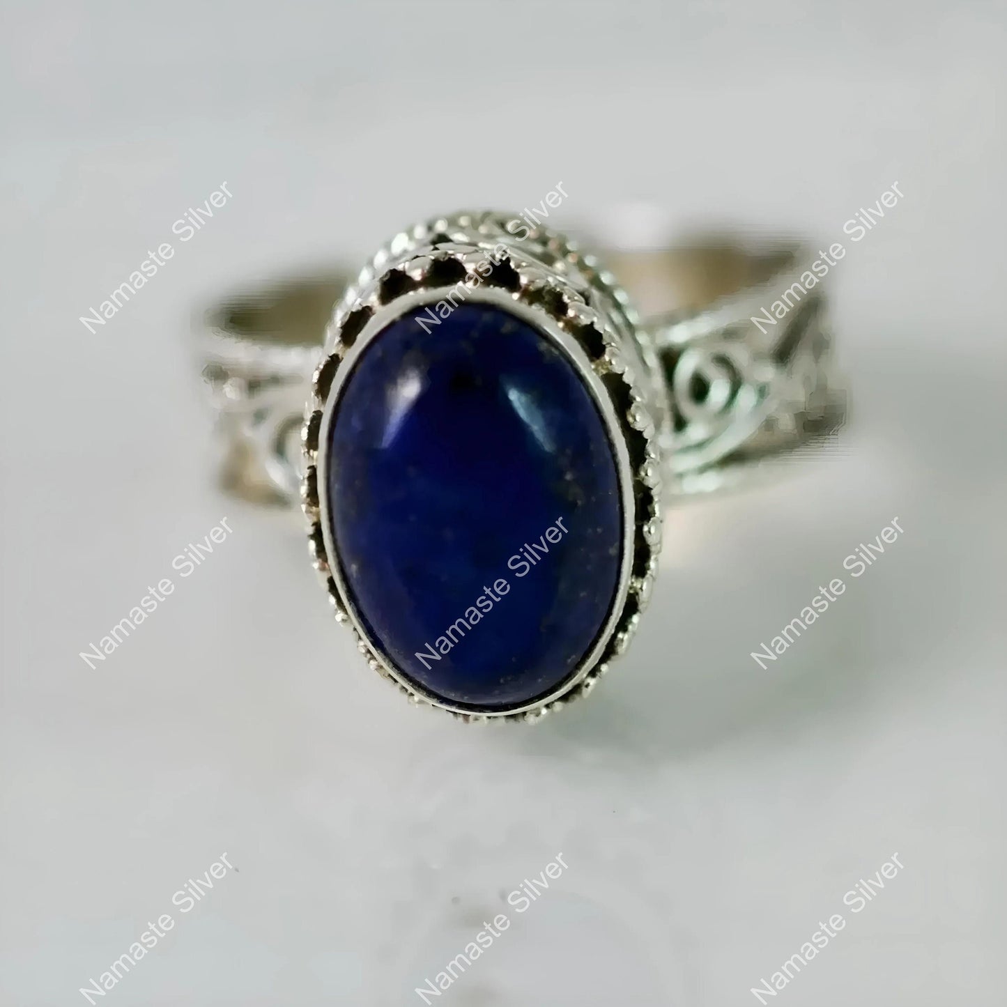 Lapis Lazuli Ring, 925 Sterling Silver Promise Ring, Natural Blue Oval Gemstone Handmade Jewelry, September Birthstone, Unique Gift for her