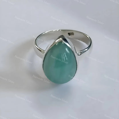 Amazonite Ring, 925 Sterling Silver Promise Ring, Natural Amazonite Pear Shape Gemstone Handmade Jewelry, August Birthstone, Gift for her