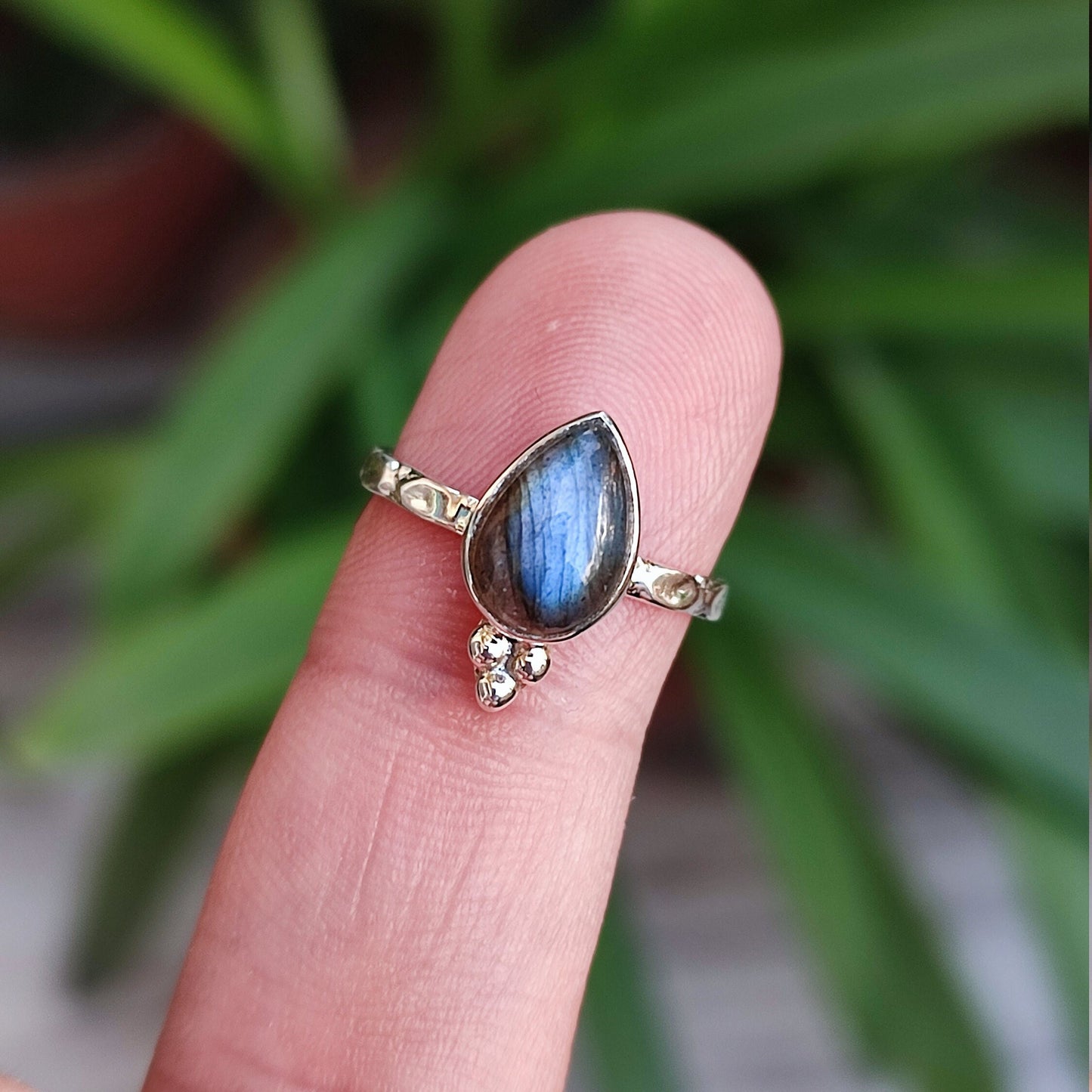 Labradorite Ring, 925 Sterling Silver Dainty Promise Ring, Natural Labradorite Pear Shape Handmade Jewelry, February Birthstone Gift for Her