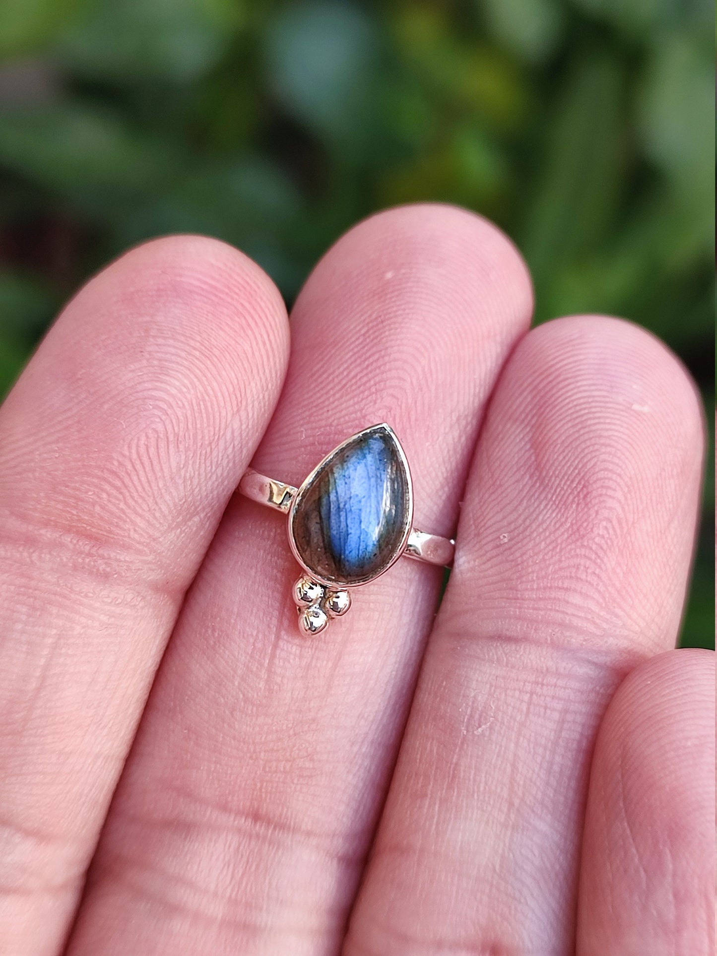 Labradorite Ring, 925 Sterling Silver Dainty Promise Ring, Natural Labradorite Pear Shape Handmade Jewelry, February Birthstone Gift for Her