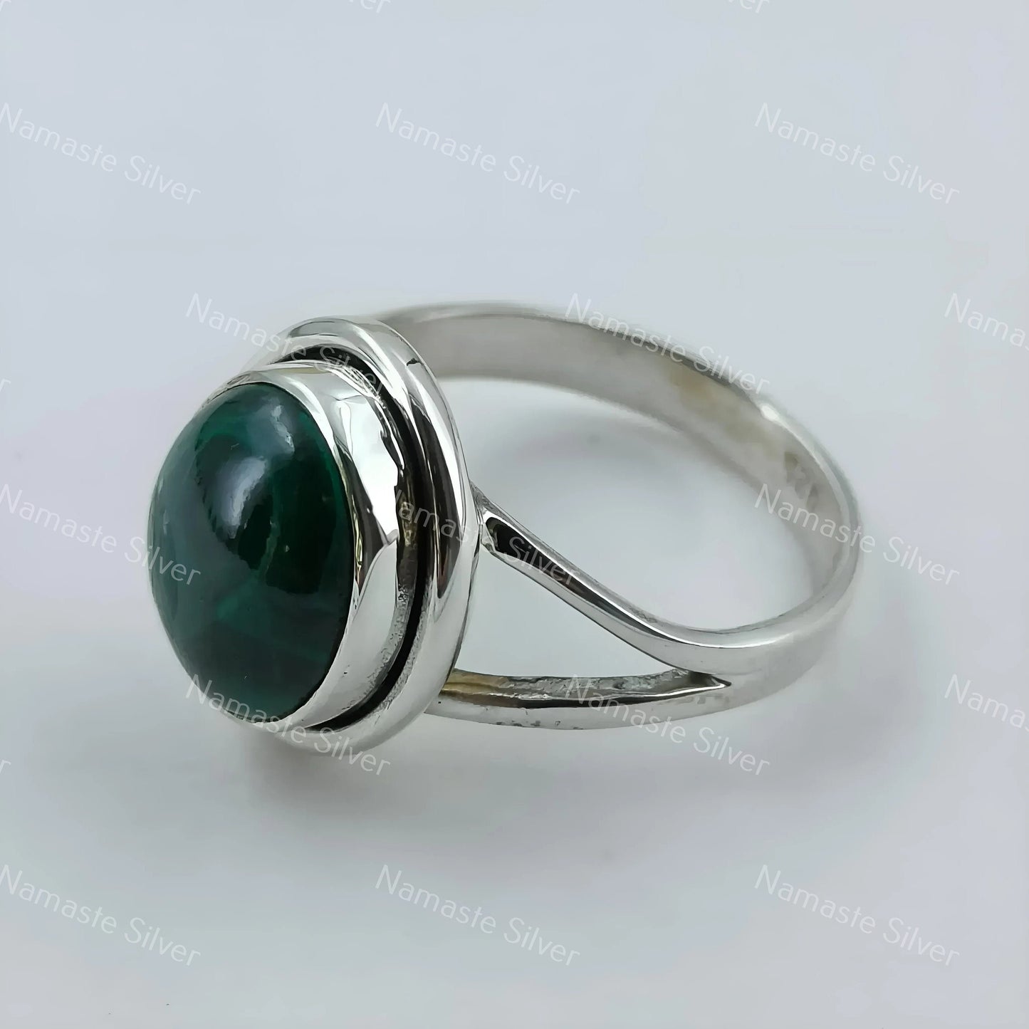 Malachite Ring, 925 Sterling Silver Statement Promise Ring, Natural Green Gemstone Oval Handmade Jewelry, April Birthstone, Gift For Her