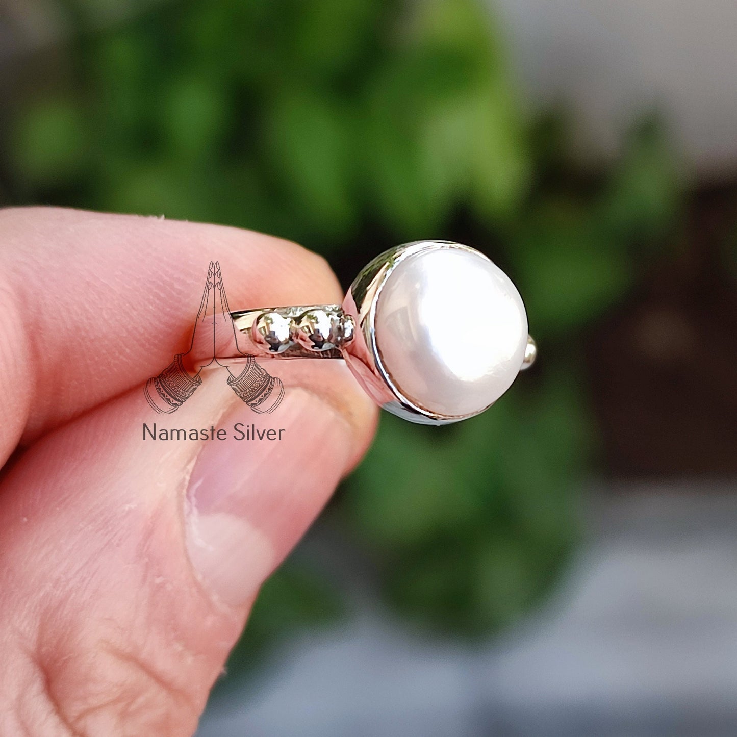 Pearl Ring, 925 Sterling Silver Statement Promise Ring for Women, Freshwater Pearl Boho Handmade Jewelry, June Birthstone, Gift for her