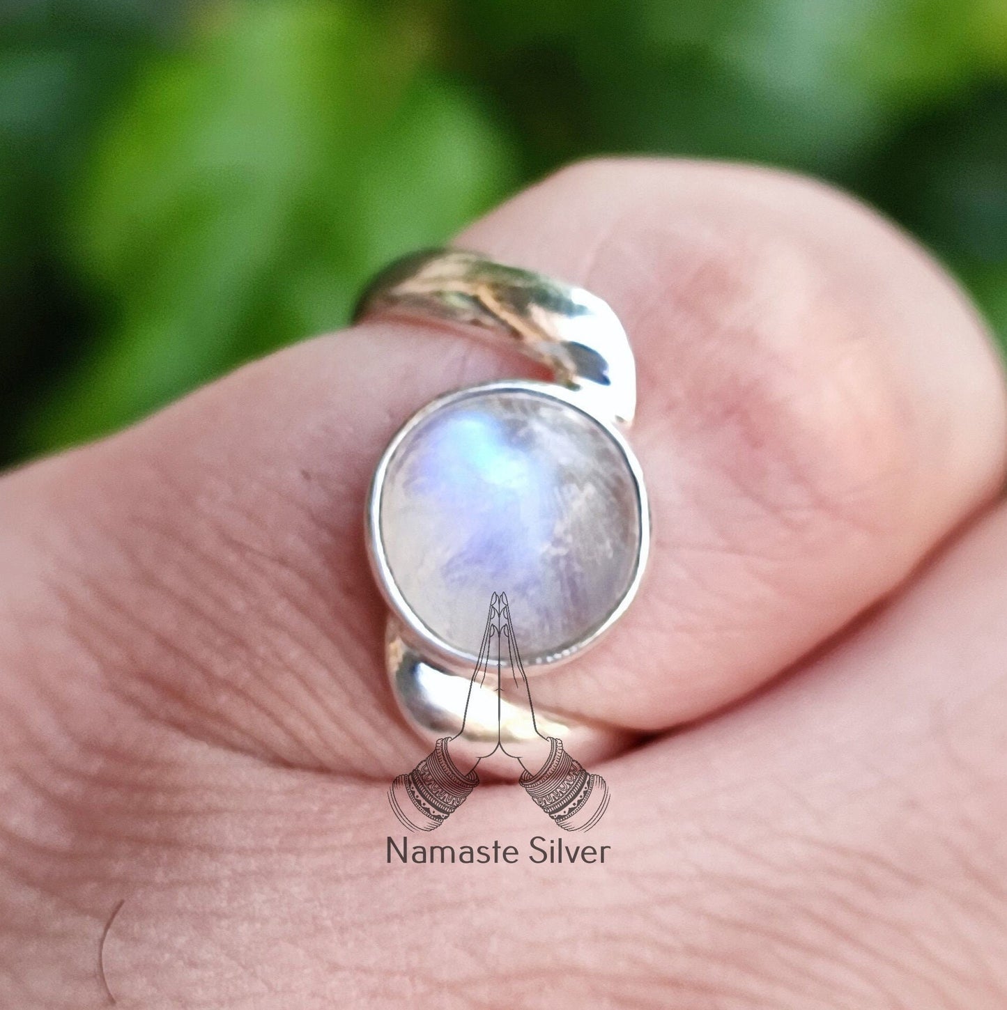 Rainbow Moonstone Ring, 925 Sterling Silver Handmade Statement Ring, Natural Moonstone Round Gemstone Jewelry, June Birthstone Gift for her