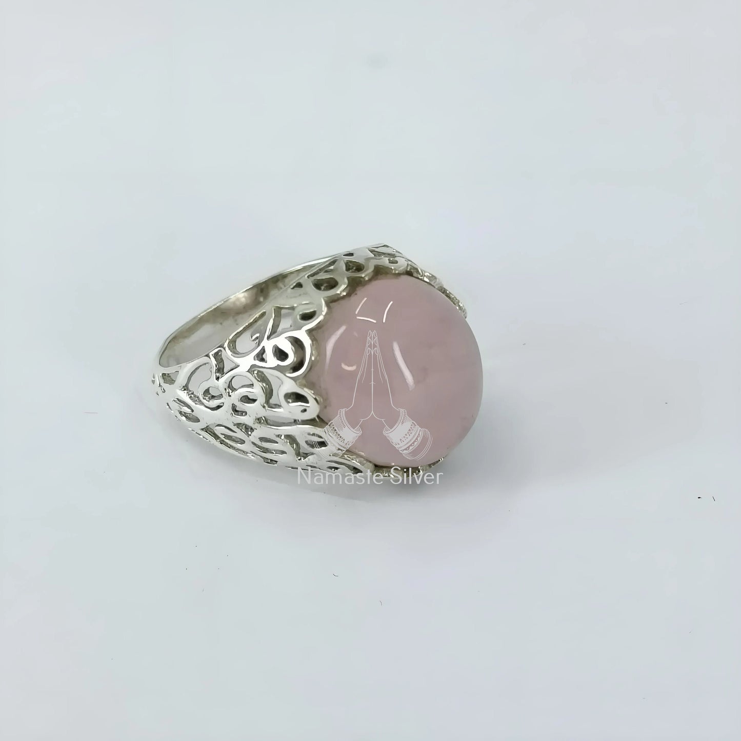 Rose Quartz Ring, 925 Sterling Silver Promise Ring, Natural Pink Crystal Gemstone Oval Handmade Jewelry, January Birthstone, Gift for her