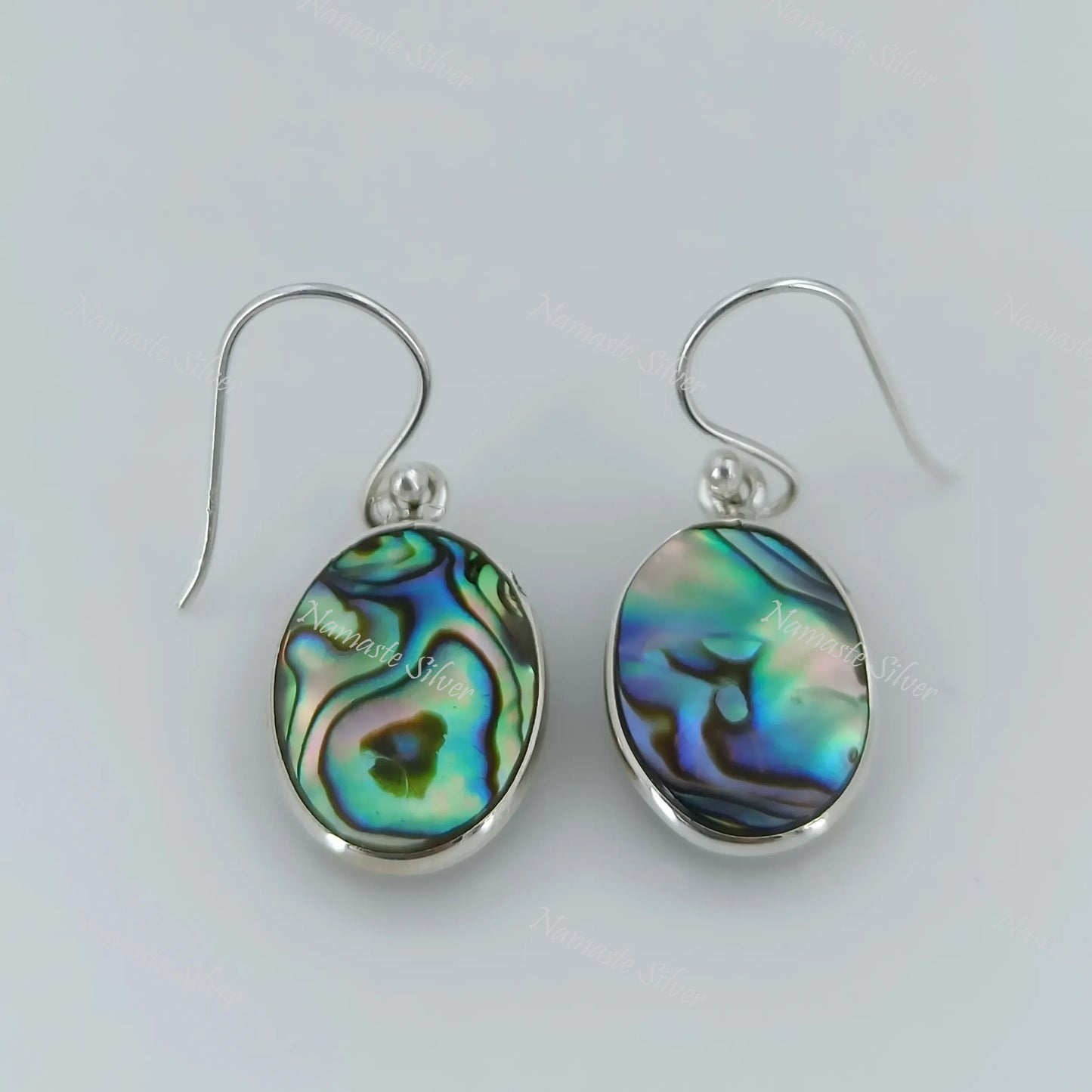 Abalone Shell Earrings, 925 Sterling Silver handmade Dangle Earrings, Natural Abalone Silver Jewelry, Blue Paua Shell Earrings, Gift for her