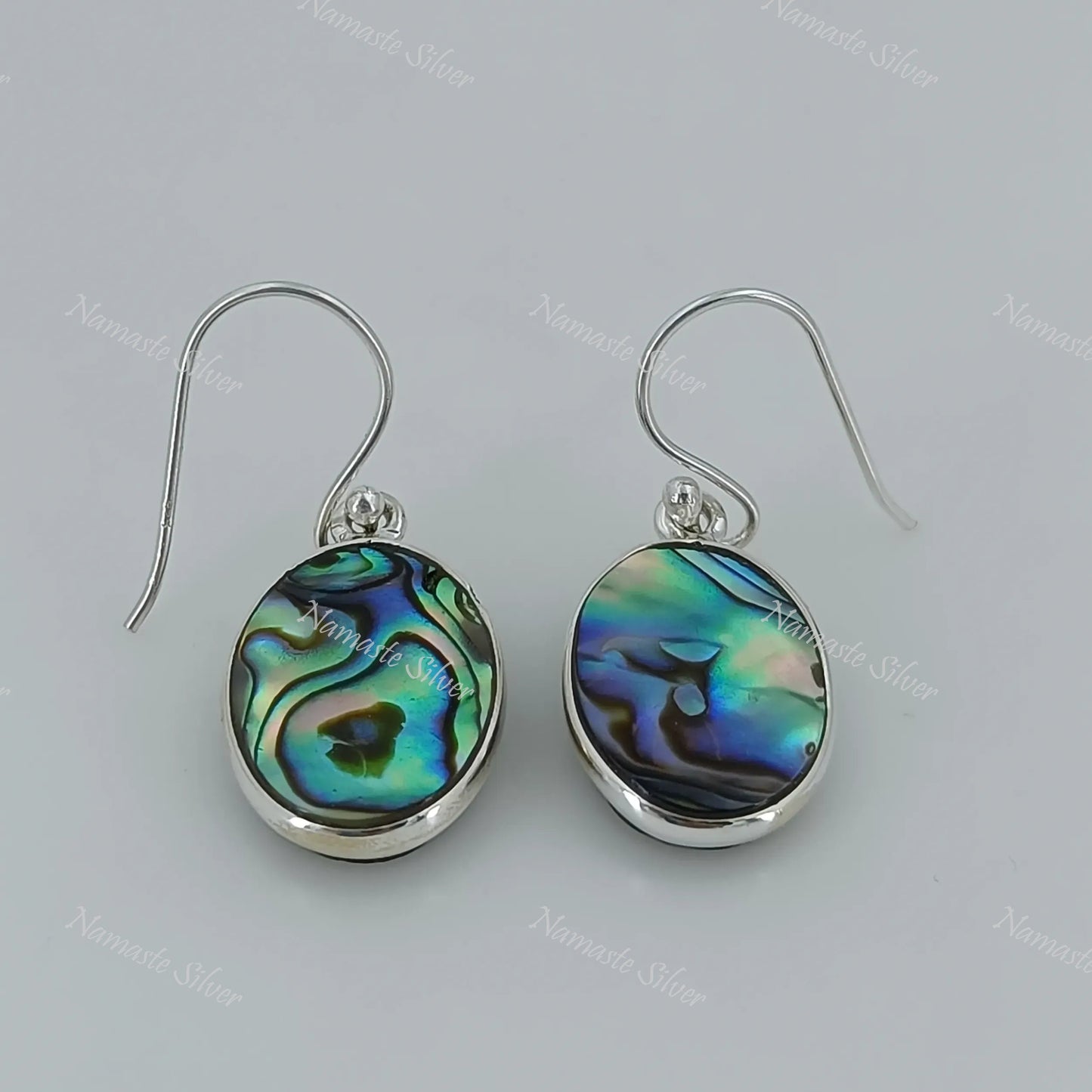 Abalone Shell Earrings, 925 Sterling Silver handmade Dangle Earrings, Natural Abalone Silver Jewelry, Blue Paua Shell Earrings, Gift for her