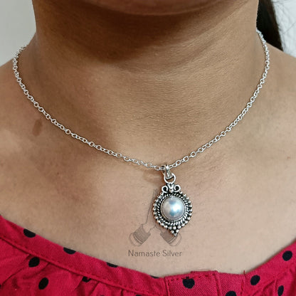 Pearl Pendant, Pearl Necklace, Pearl Silver Necklace, Pearl Jewelry, Pearl Handmade necklace, Gift for her, Pearl Locket Chain Necklace