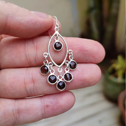 Smoky Quartz Earrings, 925 Sterling Silver Handmade Dangle Earrings, Natural Smoky Quartz Round Briolette Gemstone Jewelry, Gift for Her