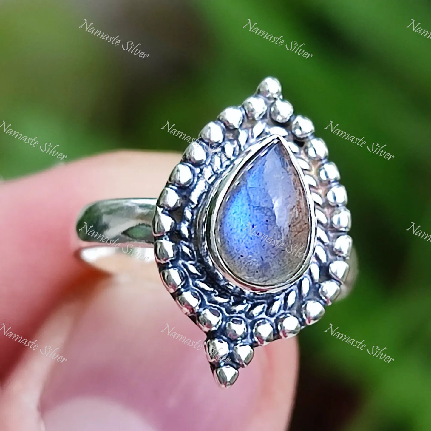 Labradorite Ring, 925 Sterling Silver Statement Promise Ring, Natural Labradorite Pear Shape Gemstone Handmade Boho Jewelry, Gift for Her