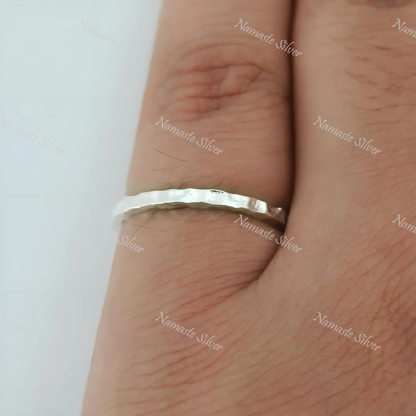 Hammered Silver Ring, 925 Sterling Silver Dainty Ring Band, 2.0 mm Handmade Stackable Minimalist Promise Jewelry, Unique Gift for Her, Him