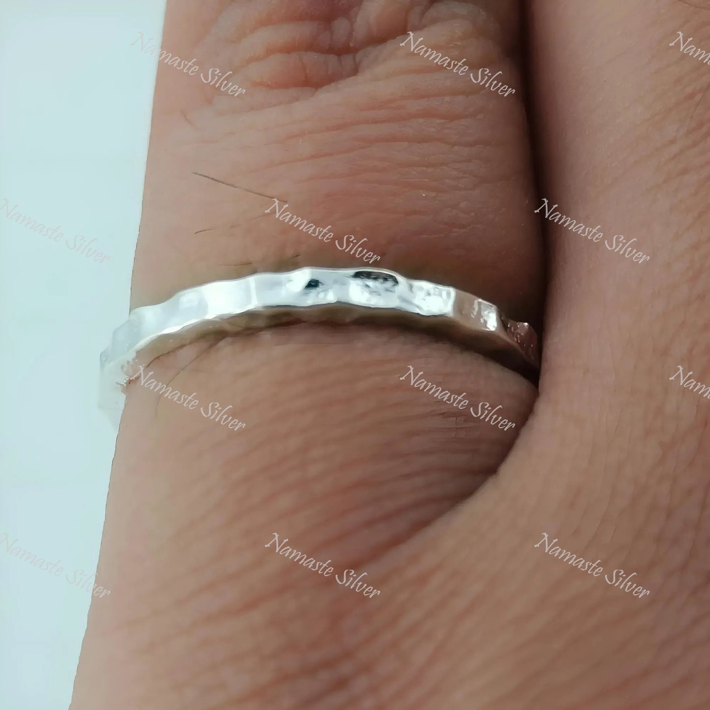 Hammered Silver Ring, 925 Sterling Silver Dainty Ring Band, 2.0 mm Handmade Stackable Minimalist Promise Jewelry, Unique Gift for Her, Him