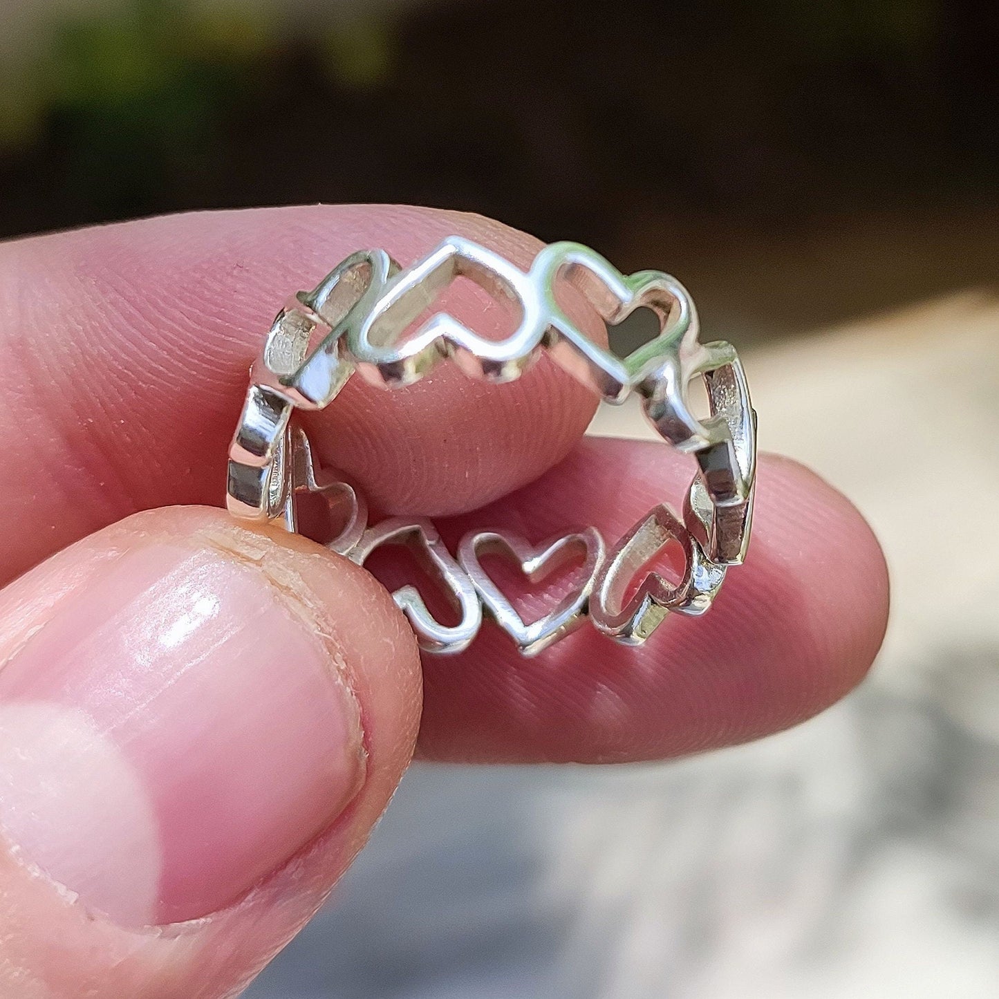 Heart to Heart Ring, 925 Sterling Silver Handmade Promise Ring, Heart shape Jewelry, Connected Heart Ring Band, Gift for Her Birthday