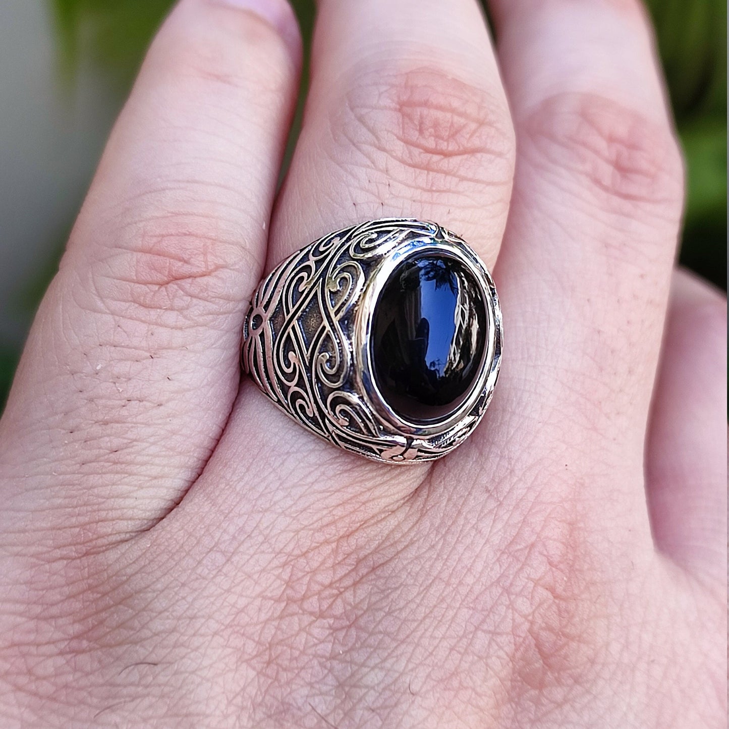 Black Onyx Ring, 925 Sterling Silver Handmade Statement Promise Ring, Natural Black Gemstone Oval Ring, July Birthstone, Boho Gift for her