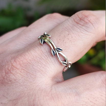 Silver Leaf Ring, 925 Sterling Silver Olive Leaf Ring, Silver Branch Ring, Leaf Dainty Branch Ring Band, Forest Ring, Nature Promise Ring