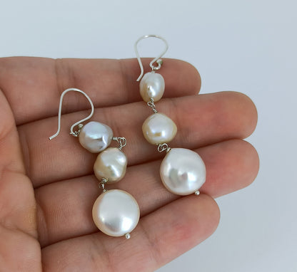 Freshwater Pearl 925 Sterling Silver Handmade Dangle Earrings for Women, Pearls Earrings, Boho Earrings, Gift for her, Handmade Earrings