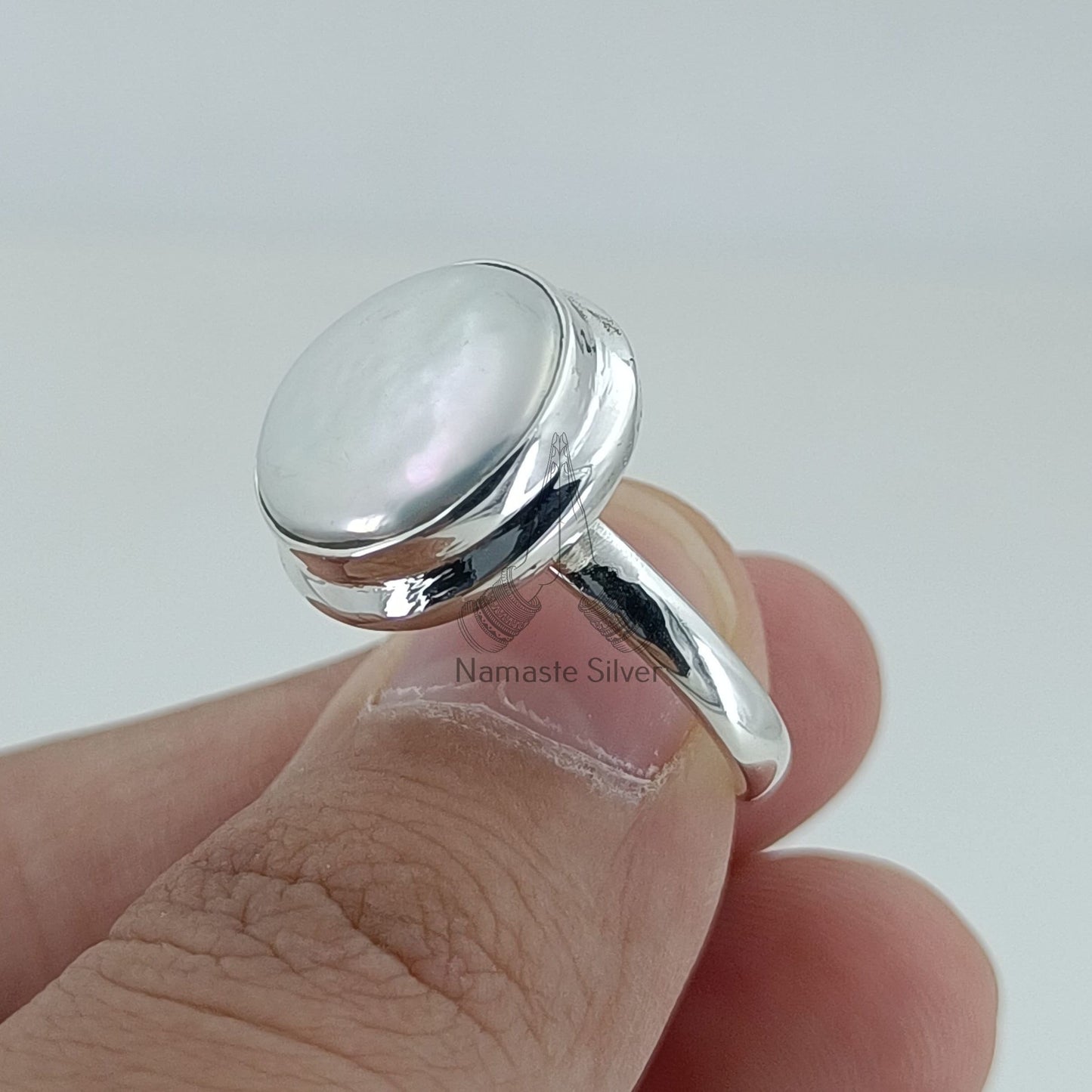 Coin Pearl Ring, 925 Sterling Silver Statement Promise Ring, Freshwater Coin Pearl Handmade Boho Jewelry, June Birthstone, Gift for her