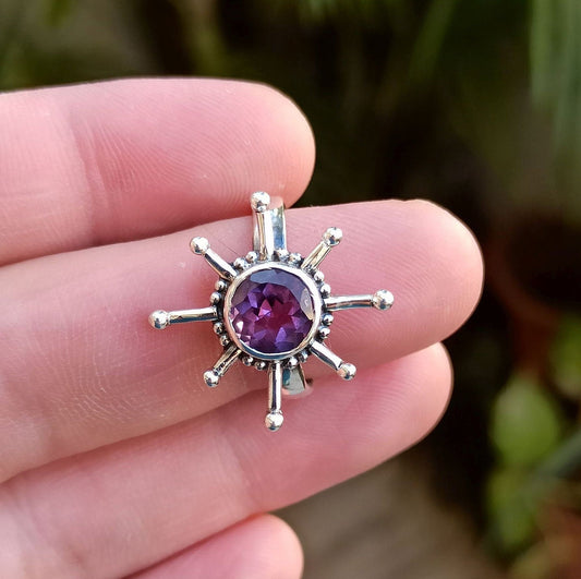 Amethyst Sterling Silver Handmade Statement Ring for Women, Amethyst Gemstone Ring, Gift for Her, Boho Ring