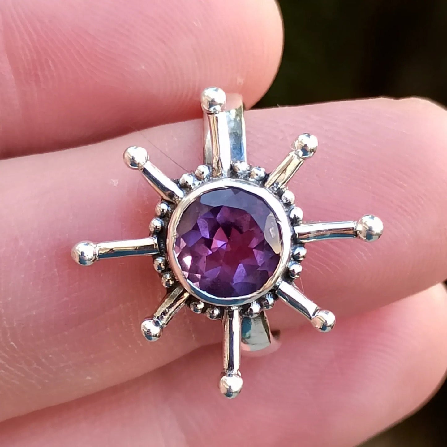 Amethyst Sterling Silver Handmade Statement Ring for Women, Amethyst Gemstone Ring, Gift for Her, Boho Ring