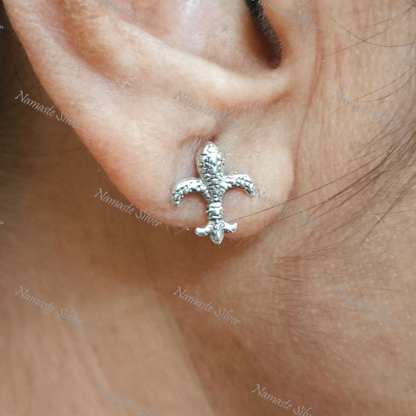 Fleur De Lis Earrings, 925 Sterling Silver Minimalist Studs, Dainty Royal Lily Flower Earrings, Tiny Silver Fleur De Lis Posts, Gift For Her