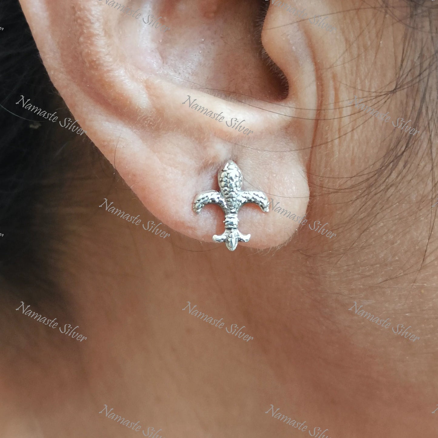 Fleur De Lis Earrings, 925 Sterling Silver Minimalist Studs, Dainty Royal Lily Flower Earrings, Tiny Silver Fleur De Lis Posts, Gift For Her