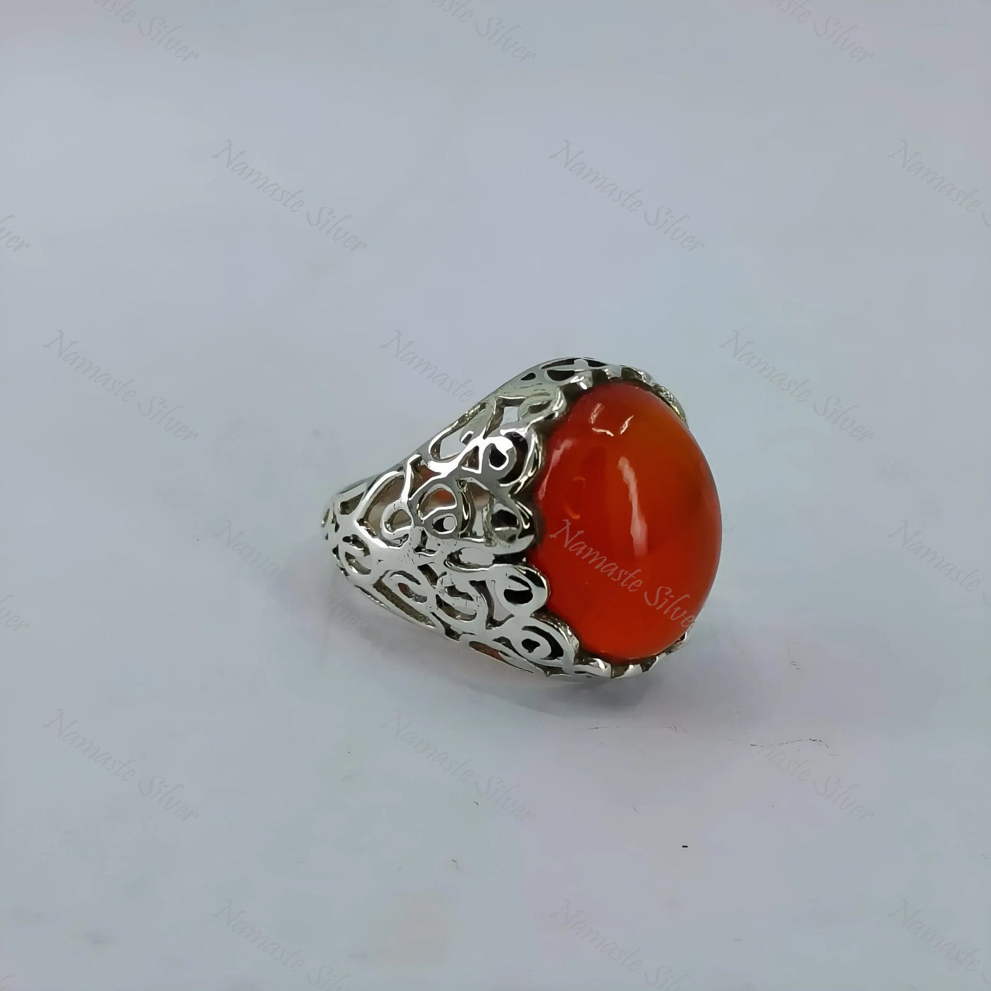 Carnelian Ring, 925 Sterling Silver Statement Promise Ring, Natural Carnelian Oval Gemstone Handmade Boho Jewelry, July Birthstone Gift