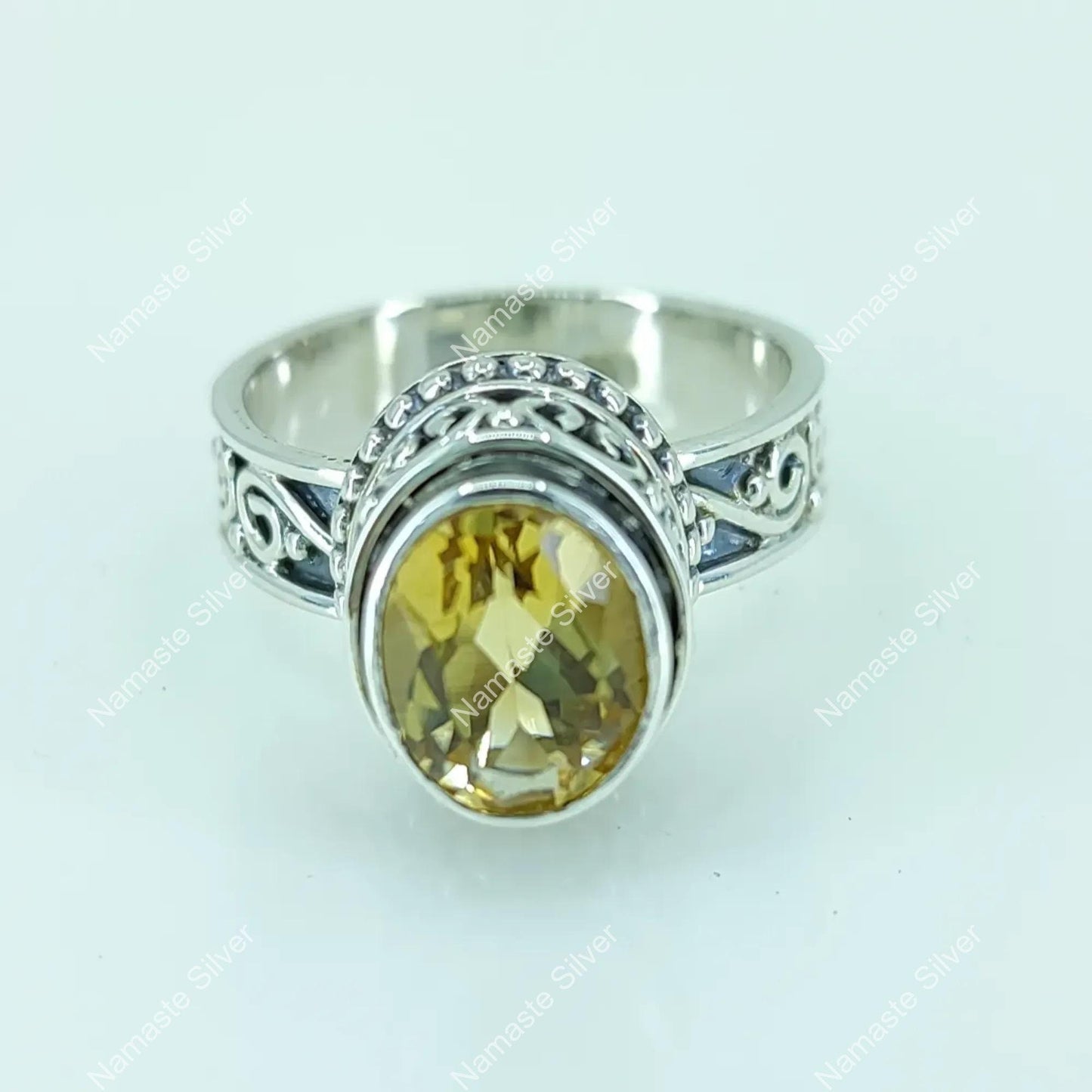 Citrine Ring, 925 Sterling Silver Promise Ring, Natural Citrine Oval Gemstone Handmade Jewelry, November Birthstone, Christmas Gift For Her