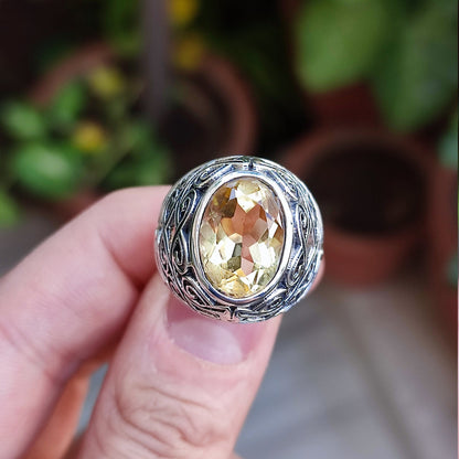 Citrine Ring, 925 Sterling Silver Promise Ring, Natural Yellow Citrine Oval Gemstone Handmade Jewelry, November Birthstone, Gift For Her