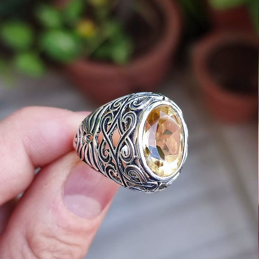 Citrine Ring, 925 Sterling Silver Promise Ring, Natural Yellow Citrine Oval Gemstone Handmade Jewelry, November Birthstone, Gift For Her