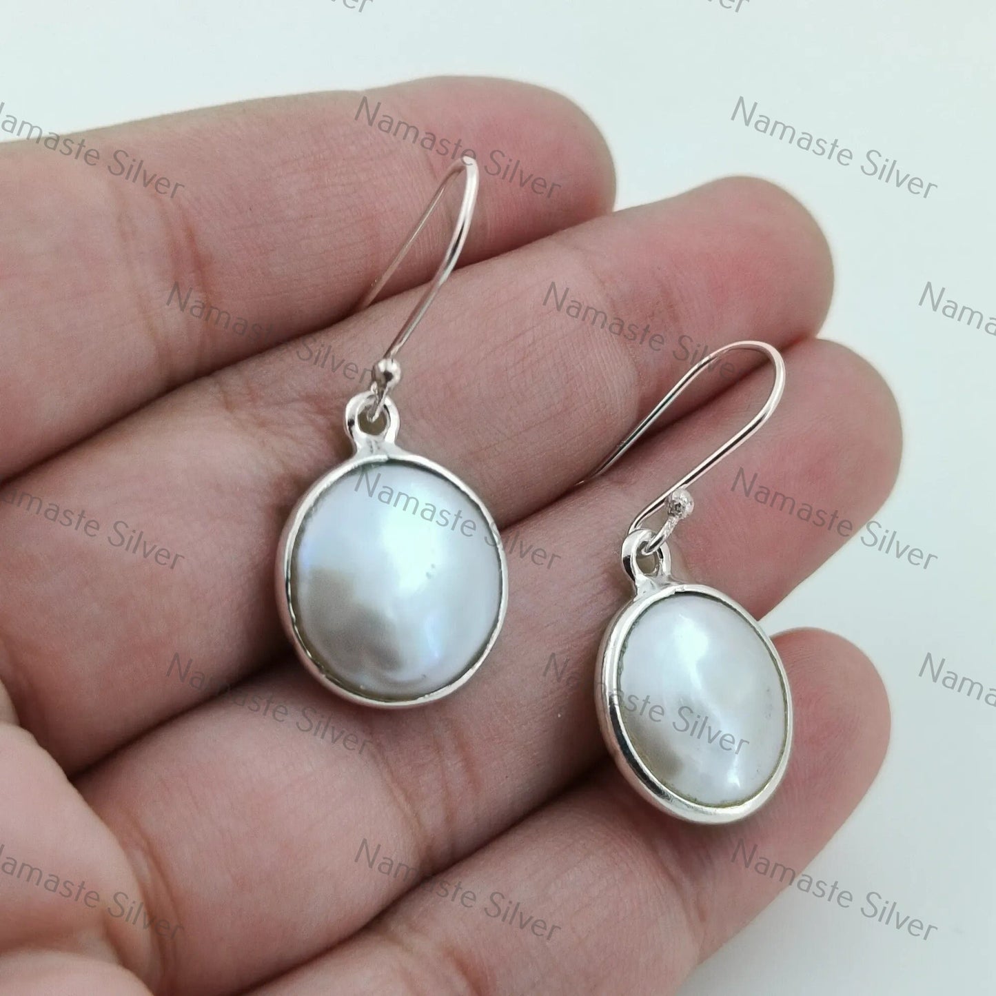 Coin Pearl Dangle Earrings, Sterling Silver Pearl Earrings, Handmade Freshwater Coin Pearl Jewelry, June Birthstone, Elegant Gift for Her