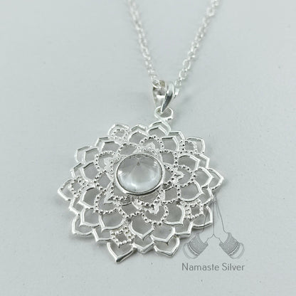 Crown Chakra Sterling Silver Necklace | Natural Crystal Gemstone Handmade Pendant Locket Chain | Meditation Yoga Healing Jewelry Gift