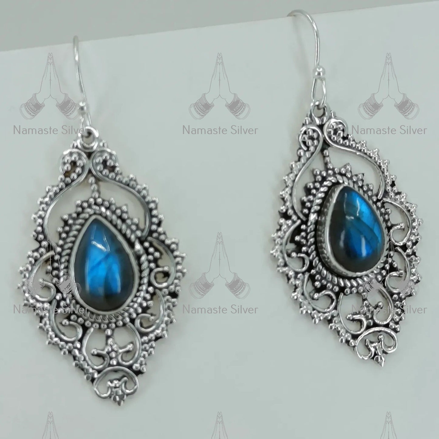 Labradorite Earrings, 925 Sterling Silver Handmade Dangle Earrings, Natural Labradorite Pear Shape Gemstone Jewelry, Birthstone Gift for Her