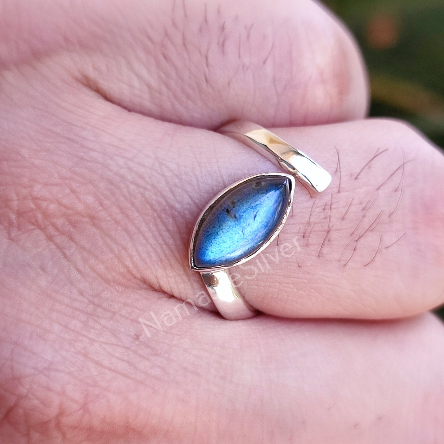 Labradorite Ring, 925 Sterling Silver Handmade Promise Ring, Natural Labradorite Marquise Gemstone Jewelry, Birthstone Gift For Her Birthday
