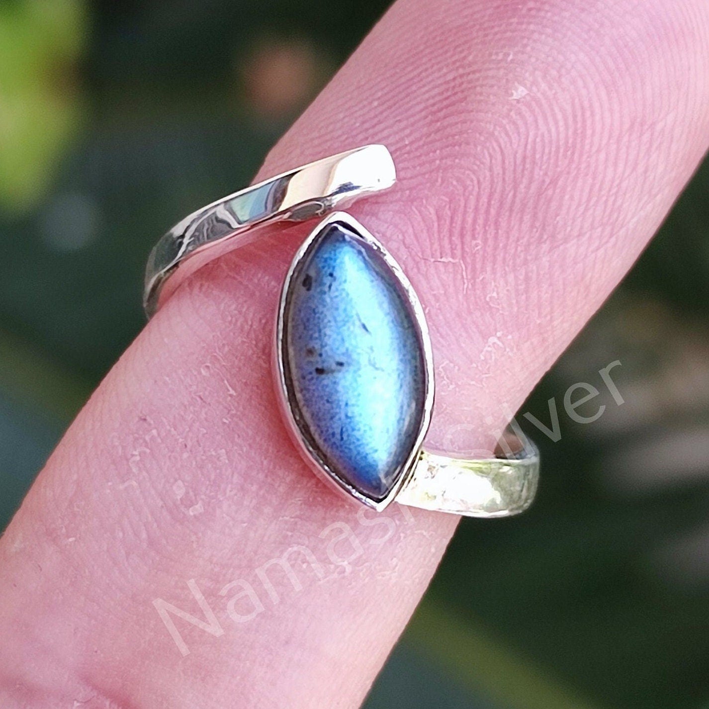 Labradorite Ring, 925 Sterling Silver Handmade Promise Ring, Natural Labradorite Marquise Gemstone Jewelry, Birthstone Gift For Her Birthday