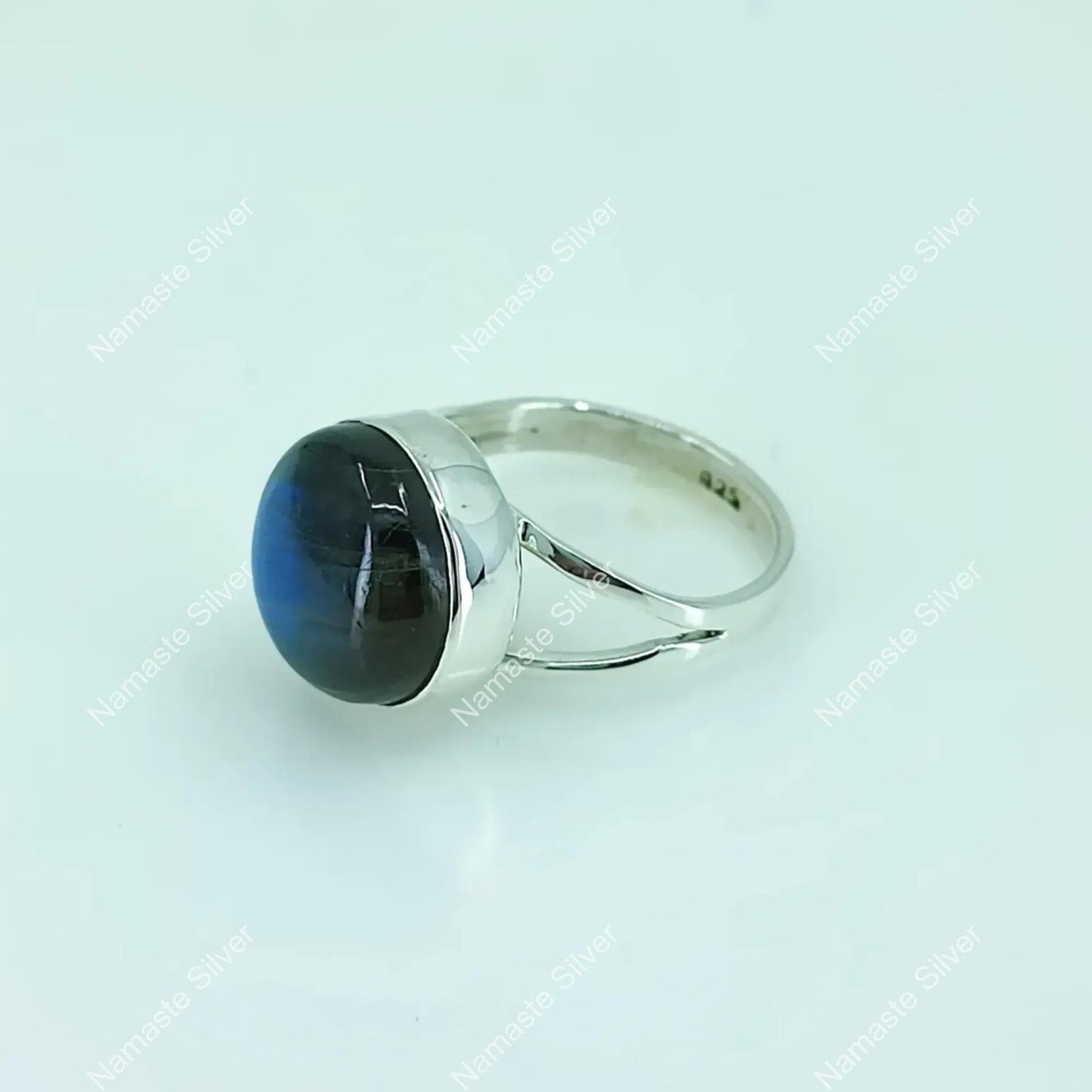 Labradorite Ring, 925 Sterling Silver Statement Promise Ring, Natural Labradorite Round Gemstone Handmade Jewelry, Birthstone Gift for Her