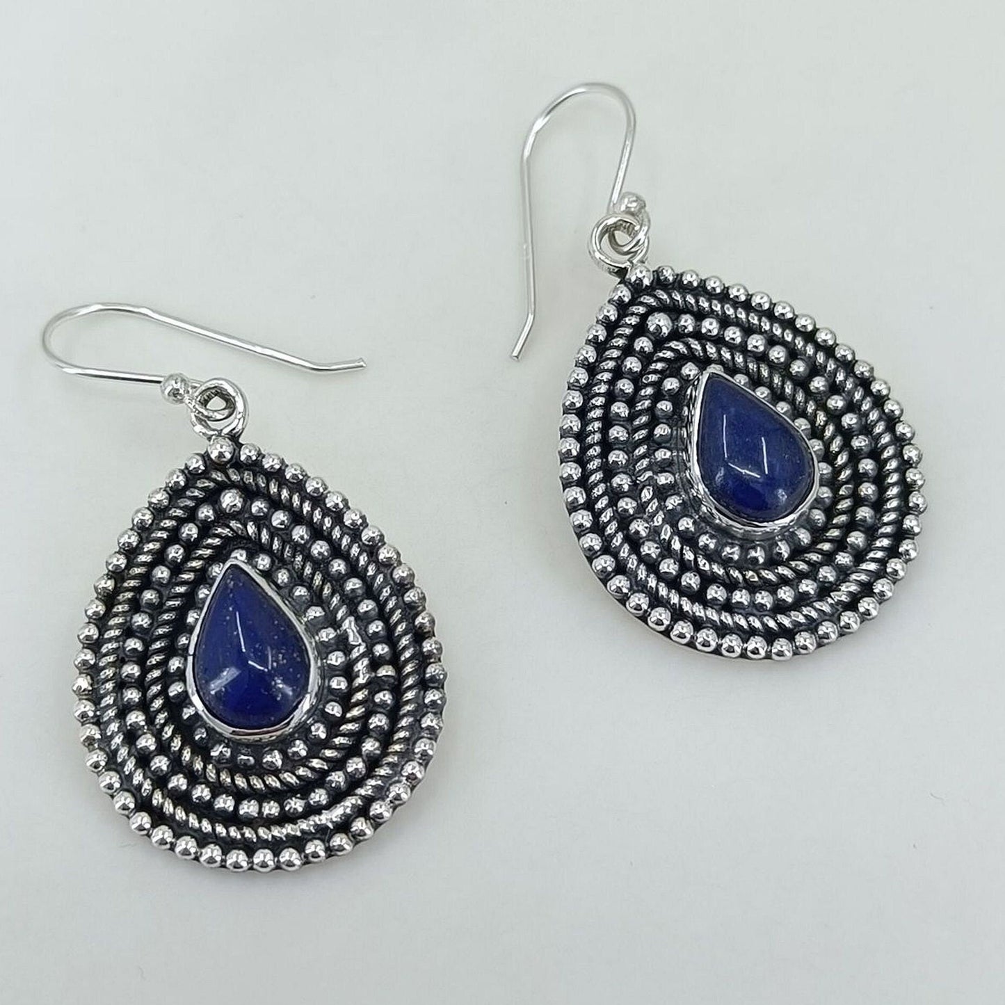 Lapis Lazuli Earrings, 925 Sterling Silver Dangle Earrings, Natural Lapis Pear Shape Handmade Jewelry, September Birthstone, Gift For Her