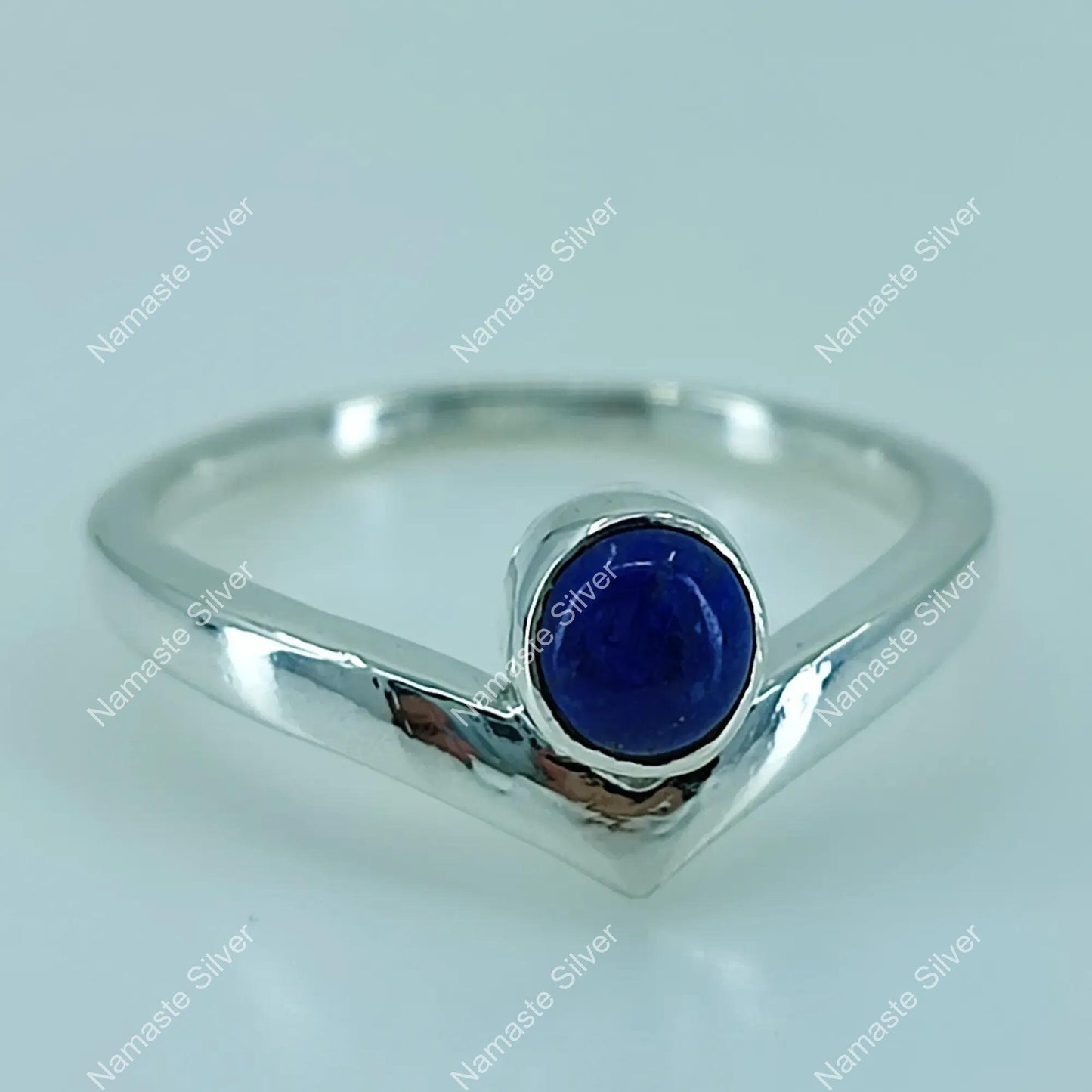 Lapis Lazuli Ring, 925 Sterling Silver Promise Ring, Natural Blue Lapis Round Gemstone Handmade Jewelry, September Birthstone, Gift for Her