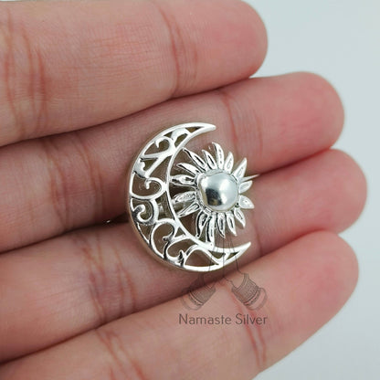 Sun Moon Ring, 925 Sterling Silver Statement Promise Ring, Handmade Crescent Moon Spiritual Boho Jewelry, Celestial Jewelry, Gift for Her