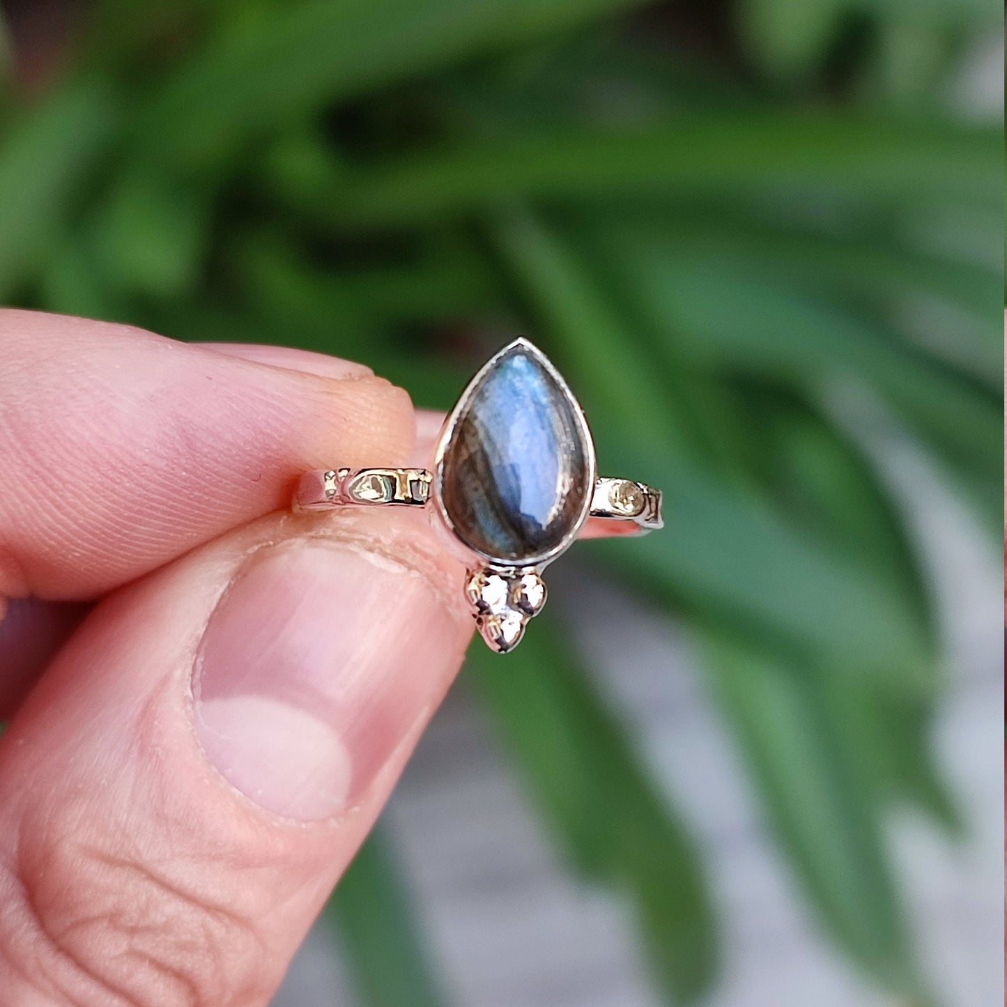 Labradorite Ring, 925 Sterling Silver Dainty Promise Ring, Natural Labradorite Pear Shape Handmade Jewelry, February Birthstone Gift for Her