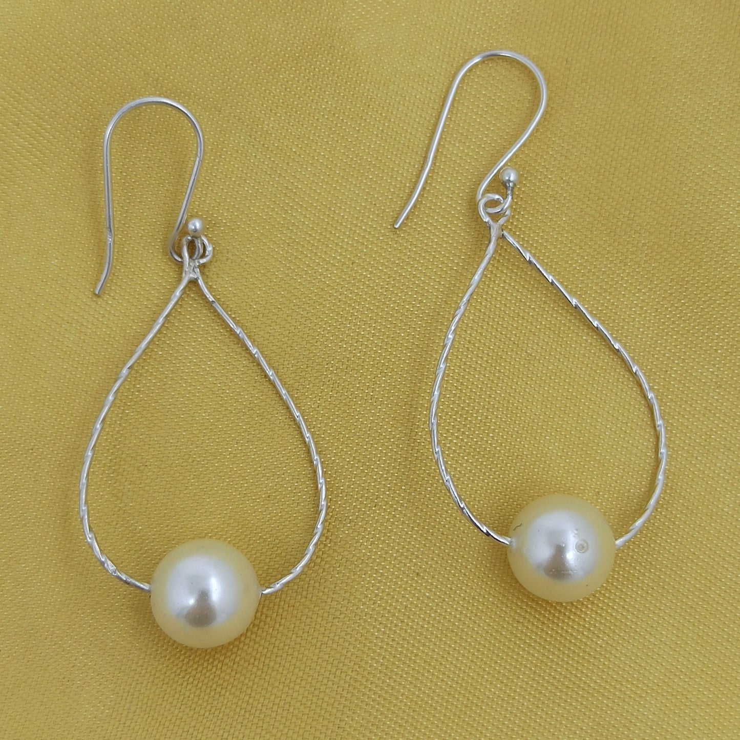 Pearl Earrings, 925 Sterling Silver Dangle Drop Earrings, Freshwater Pearl Round Beads Handmade Boho Earrings, June Birthstone, Gift for Her